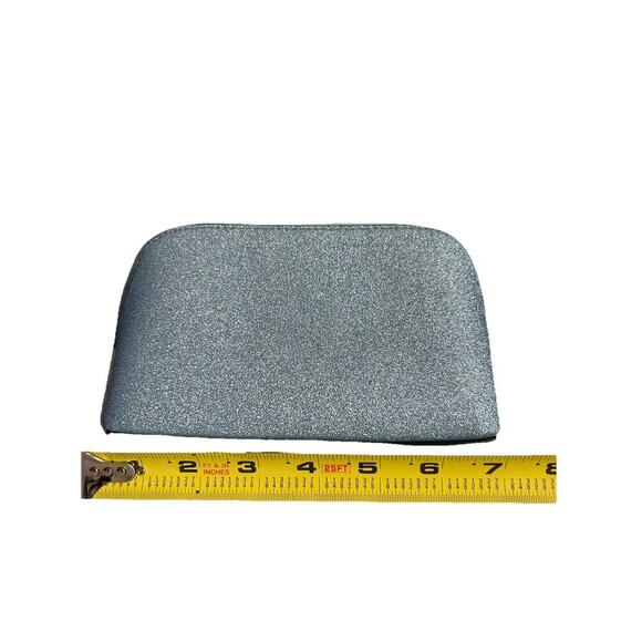 New Kate Spade Blue Tinsel Glitter Cosmetic Bag NWOT Powder Make-up Bathroom - Picture 9 of 11